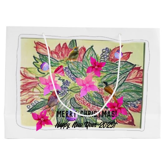 Vrolijk kerstfeest! groot cadeauzakje (Achterkant)