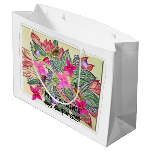 Vrolijk kerstfeest! groot cadeauzakje (Achterkant Gekanteld)