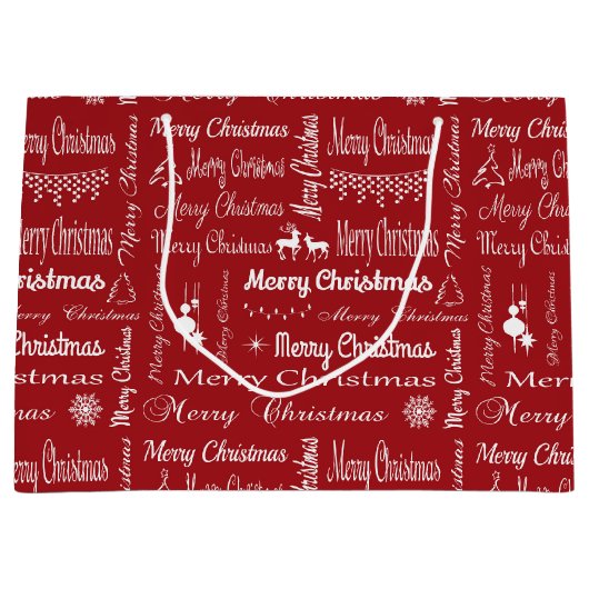 Vrolijk kerstfeest groot cadeauzakje (Voorkant)