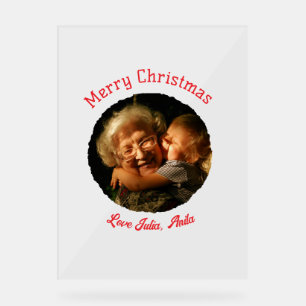 Vrolijk kerstfeest grootmoeder dochter foto cirkel acryl bord