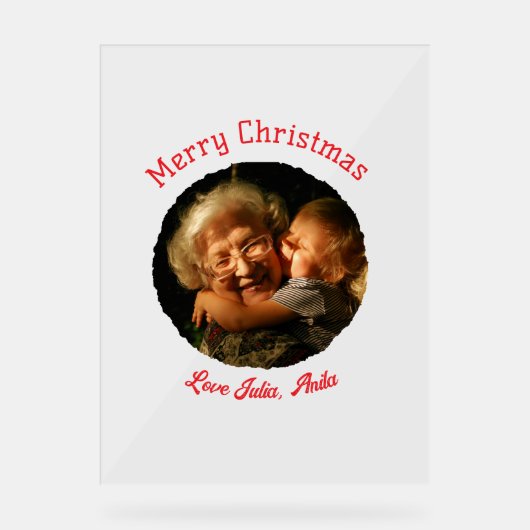 Vrolijk kerstfeest grootmoeder dochter foto cirkel acryl bord (Voorkant)