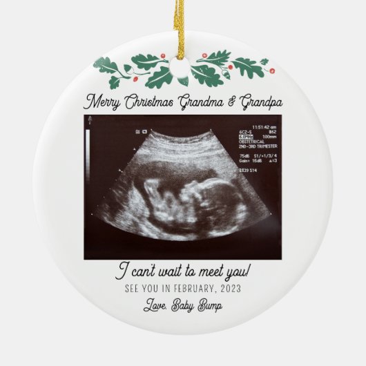 Vrolijk kerstfeest grootouders Ultrasound zwangers Keramisch Ornament (Achterkant)