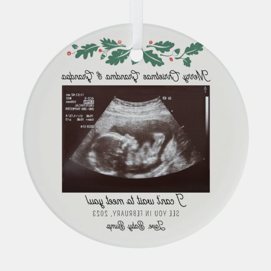 Vrolijk kerstfeest grootouders Zwangerschap Ultrag Glas Ornament (Achterkant)