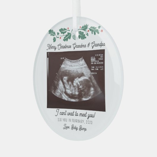 Vrolijk kerstfeest grootouders Zwangerschap Ultrag Glas Ornament (Voorkant links)