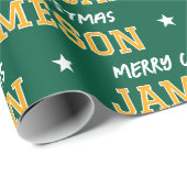 Vrolijk Kerstfeest Grootschalige Custom Green Gold Cadeaupapier (Rol Hoek)