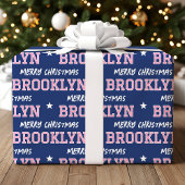 Vrolijk Kerstfeest Grootschalige Custom Name Navy  Cadeaupapier