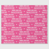 Vrolijk Kerstfeest Grootschalige Custom Name Pink Cadeaupapier (Vlak)