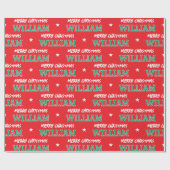 Vrolijk Kerstfeest Grootschalige Custom Name Red G Cadeaupapier (Vlak)
