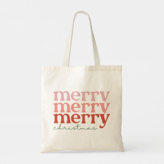 Vrolijk Kerstfeest Groovy Retro Tote Bag (Achterkant)