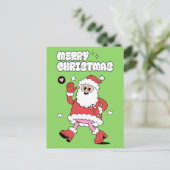 Vrolijk kerstfeest - Groovy Santa Strut Feestdagenkaart (Staand voorkant)