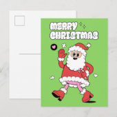 Vrolijk kerstfeest - Groovy Santa Strut Feestdagenkaart (Voorkant / Achterkant)