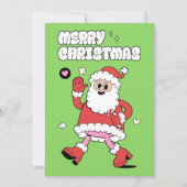 Vrolijk kerstfeest - Groovy Santa Strut Feestdagenkaart (Voorkant)