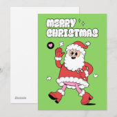 Vrolijk kerstfeest - Groovy Santa Strut Feestdagenkaart (Voorkant / Achterkant)