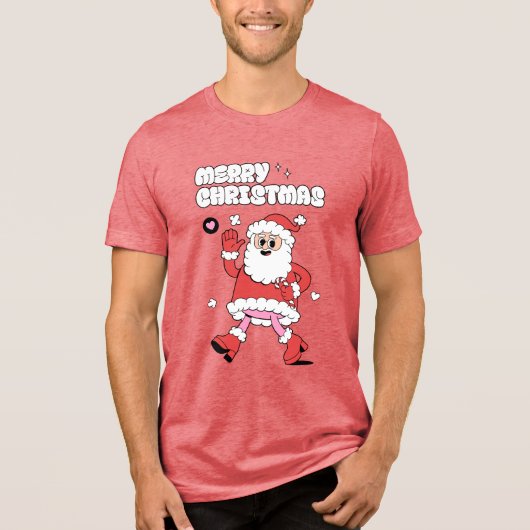 Vrolijk kerstfeest - Groovy Santa Strut Tri-Blend Shirt (Voorkant)