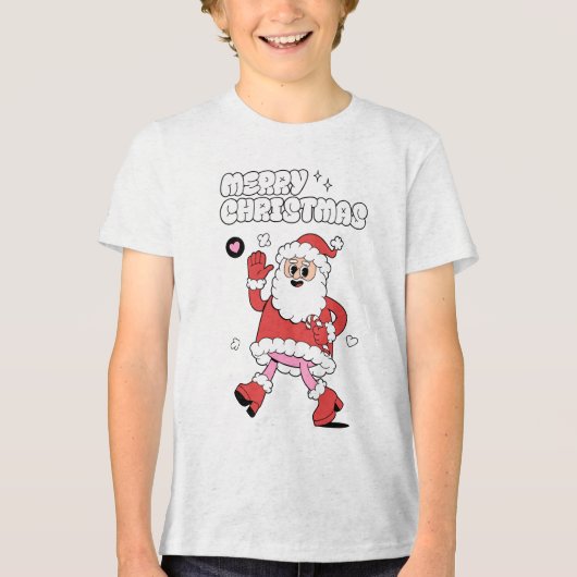 Vrolijk kerstfeest - Groovy Santa Strut Tri-Blend Shirt (Voorkant)