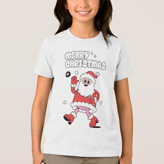 Vrolijk kerstfeest - Groovy Santa Strut Tri-Blend Shirt (Voorkant)