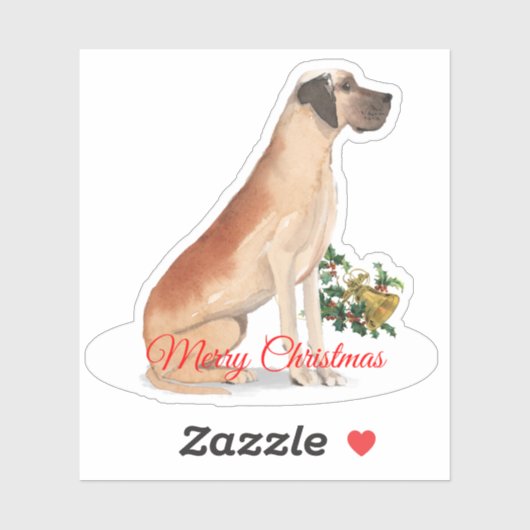 Vrolijk Kerstfeest Grote Deen Custom-Cut Vinyl Sticker (Vel)