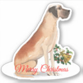 Vrolijk Kerstfeest Grote Deen Custom-Cut Vinyl Sticker (Voorkant)