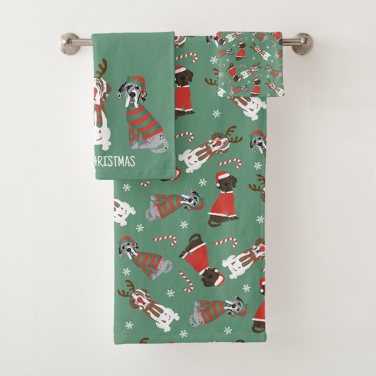 Vrolijk Kerstfeest Grote Deen Honden Bad Handdoek (Insitu)