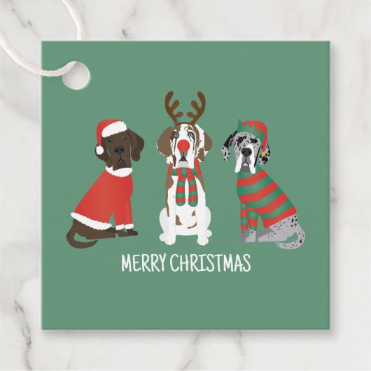Vrolijk Kerstfeest Grote Deen Honden Bedankjes Labels (Voorkant)