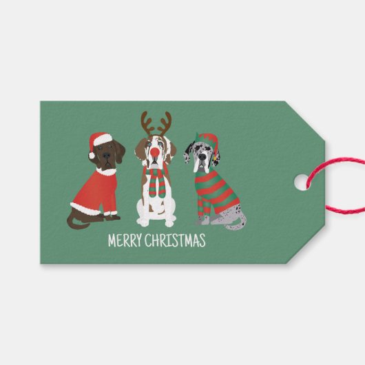 Vrolijk Kerstfeest Grote Deen Honden Cadeaulabel (Voorkant (Horizontaal))