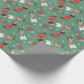 Vrolijk Kerstfeest Grote Deen Honden Cadeaupapier (Hoek)