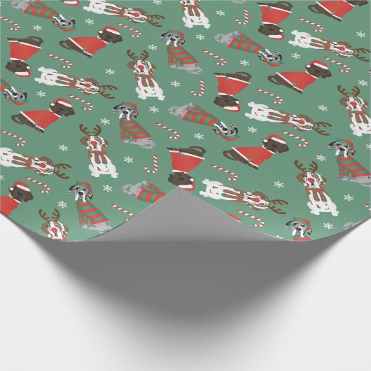 Vrolijk Kerstfeest Grote Deen Honden Cadeaupapier (Hoek)