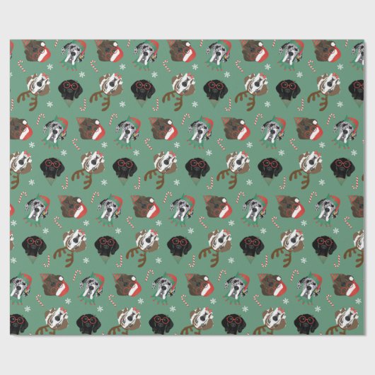 Vrolijk Kerstfeest Grote Deen Honden Cadeaupapier (Vlak)