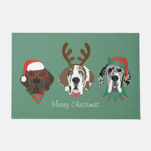 Vrolijk Kerstfeest Grote Deen Honden Deurmat (Voorkant)