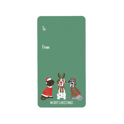 Vrolijk Kerstfeest Grote Deen Honden Etiket (Voorkant)