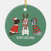 Vrolijk Kerstfeest Grote Deen Honden Keramisch Ornament (Voorkant)