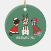 Vrolijk Kerstfeest Grote Deen Honden Keramisch Ornament (Achterkant)