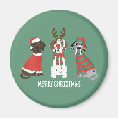 Vrolijk Kerstfeest Grote Deen Honden Magneet (Voorkant)
