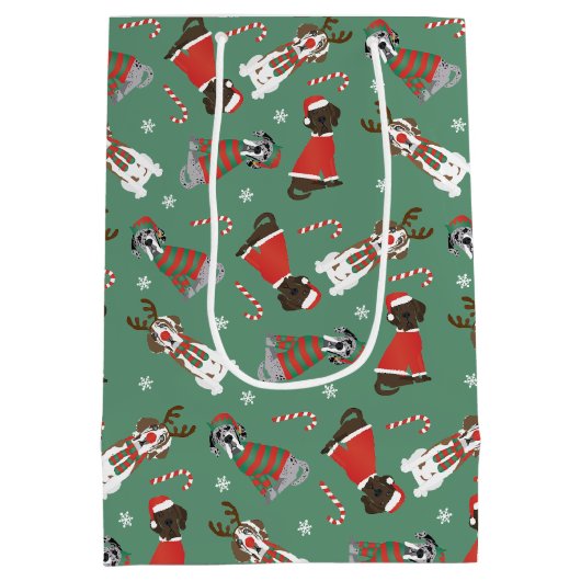 Vrolijk Kerstfeest Grote Deen Honden Medium Cadeauzakje (Achterkant)