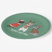 Vrolijk Kerstfeest Grote Deen Honden Papieren Bordje (Gekanteld)