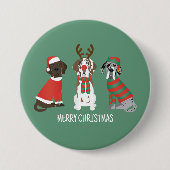 Vrolijk Kerstfeest Grote Deen Honden Ronde Button 7,6 Cm (Voorkant)