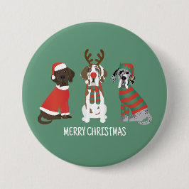 Vrolijk Kerstfeest Grote Deen Honden Ronde Button 7,6 Cm