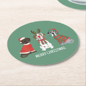 Vrolijk Kerstfeest Grote Deen Honden Ronde Kartonnen Onderzetter (Gebogen)