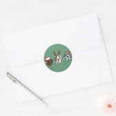 Vrolijk Kerstfeest Grote Deen Honden Ronde Sticker (Envelop)