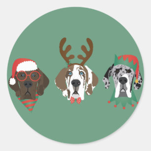 Vrolijk Kerstfeest Grote Deen Honden Ronde Sticker