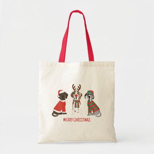 Vrolijk Kerstfeest Grote Deen Honden Tote Bag (Voorkant)