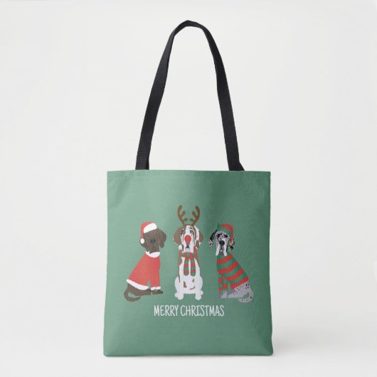 Vrolijk Kerstfeest Grote Deen Honden Tote Bag (Voorkant)