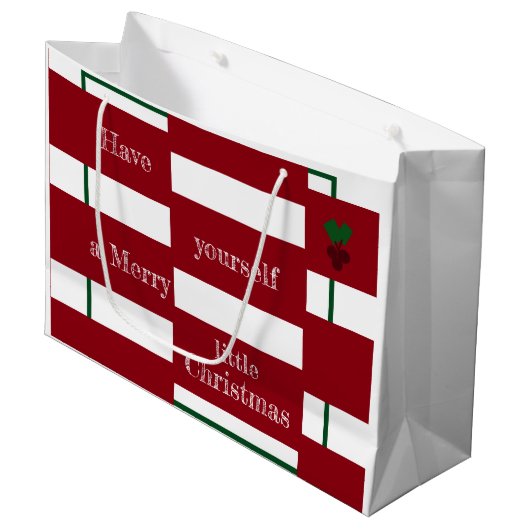 "Vrolijk kerstfeest" Grote Glossy Gift-tas Groot Cadeauzakje (Voorkant Gekanteld)