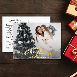 Vrolijk kerstfeest Grote kerstfoto Gold Gold Gold Folie Feestdagen Briefkaart