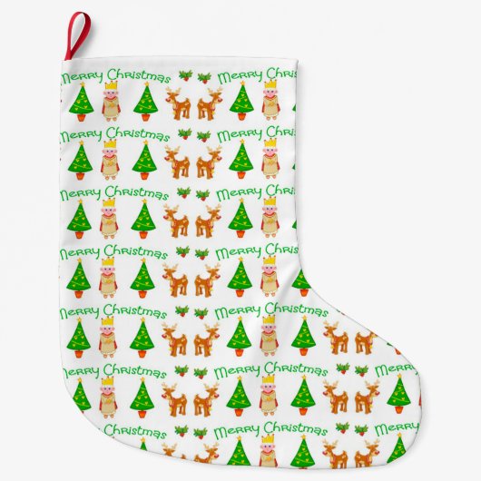 Vrolijk kerstfeest grote kerstsok (Voorkant)