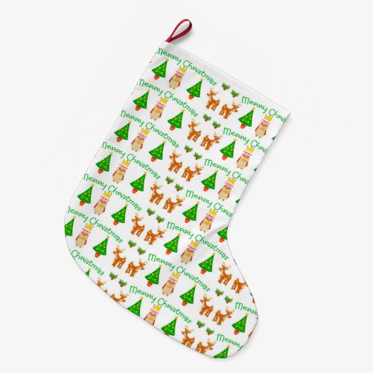 Vrolijk kerstfeest grote kerstsok (Voorkant (Hangend))