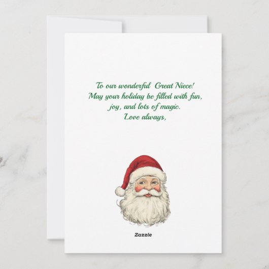 Vrolijk kerstfeest Grote nicht Santa Flat Feestdagenkaart (Achterkant)