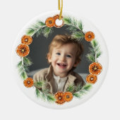 Vrolijk Kerstfeest Grote Oma Citrus Krans Foto Keramisch Ornament (Voorkant)