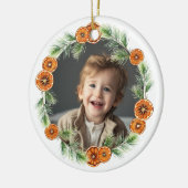 Vrolijk Kerstfeest Grote Oma Citrus Krans Foto Keramisch Ornament (Links)