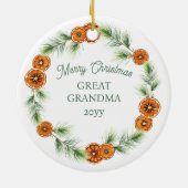 Vrolijk Kerstfeest Grote Oma Citrus Krans Foto Keramisch Ornament (Achterkant)